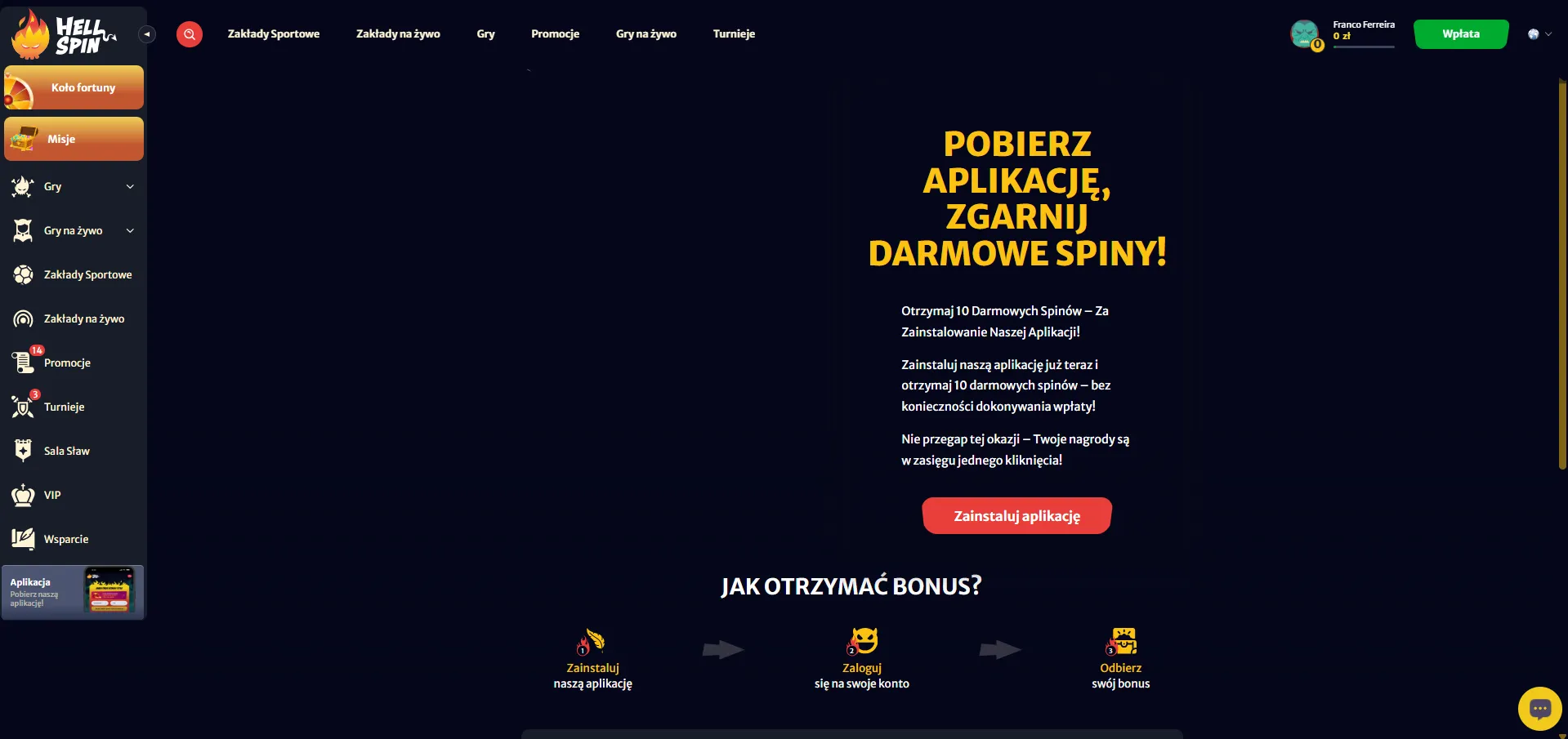 Hellspin app – pełna lista funkcji dostępnych mobilnie